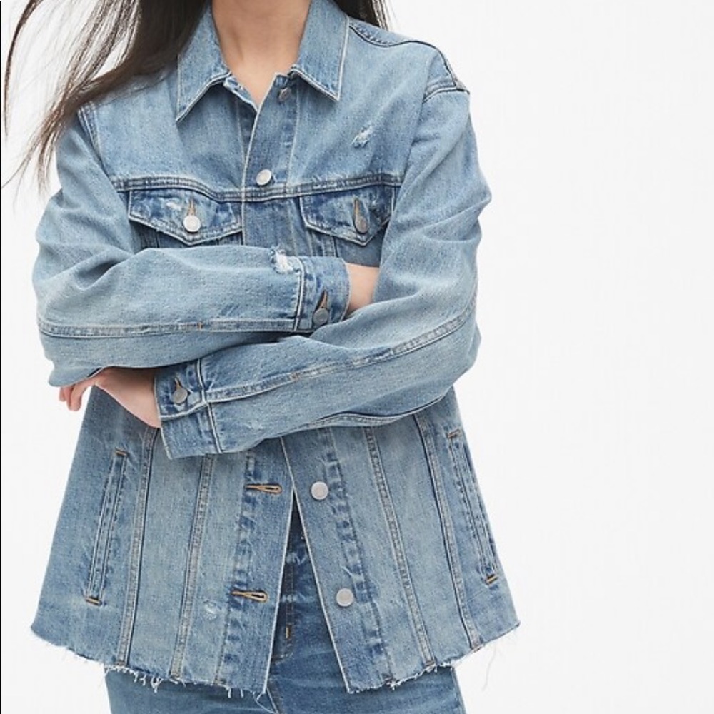 Gap Oversized Distressed Icon Denim Jacket